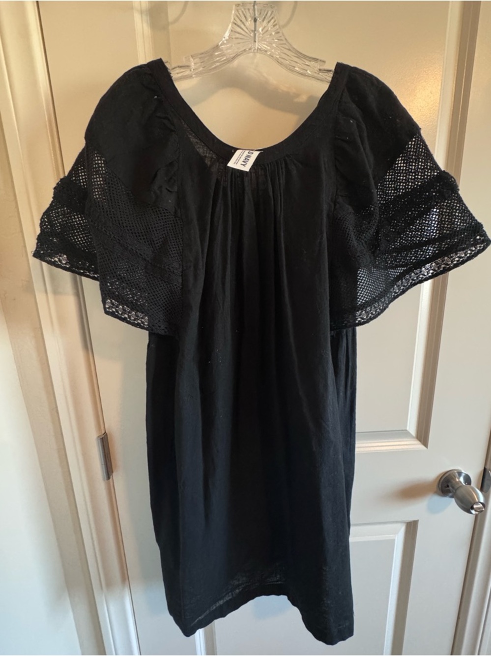 NWT Old Navy Black Crochet Flutter Sleeve Dress